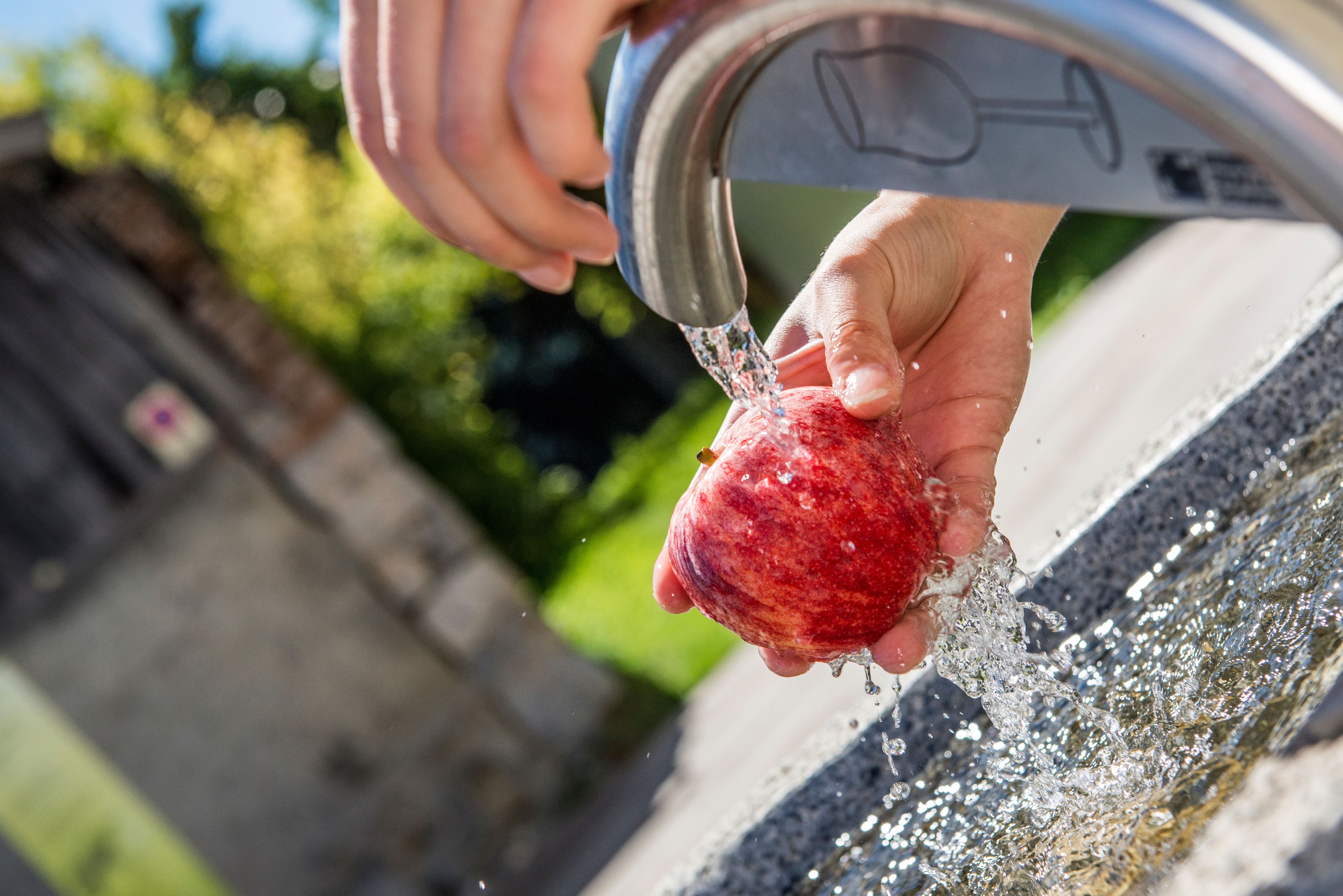 Traditional fountain with apples in South Tyrol