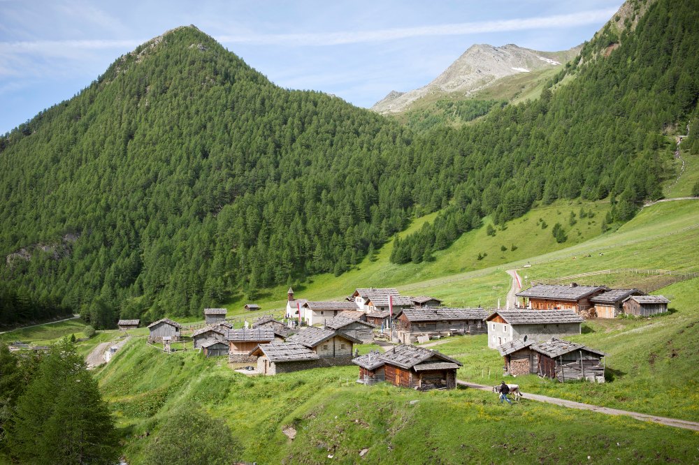 Rustic alpine hut in the South Tyrolean mountains